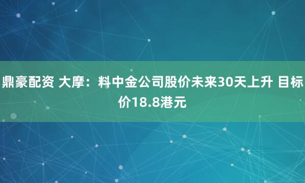 鼎豪配资 大摩：料中金公司股价未来30天上升 目标价18.8港元